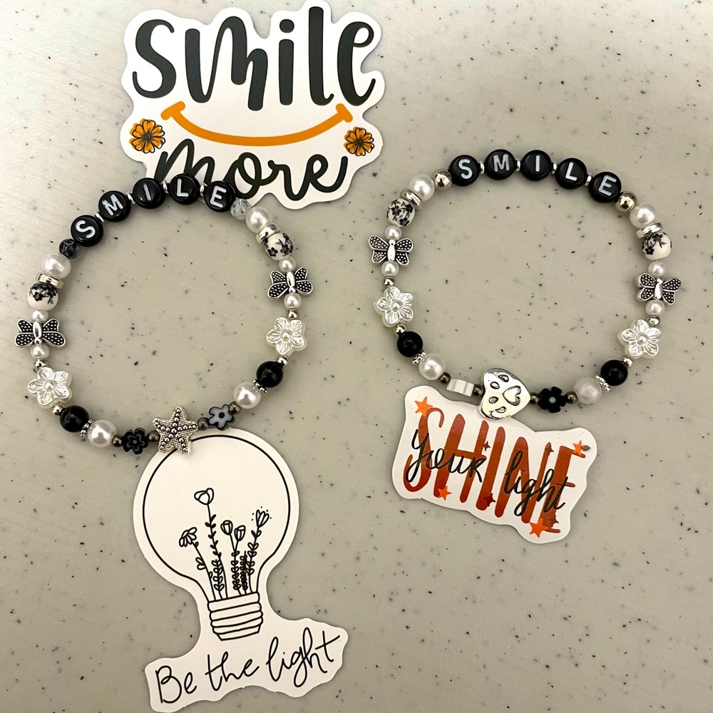 SMILE bracelets. Handmade. Can be custom sized and different colors.